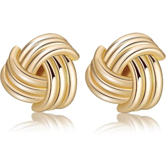 Women's Chunky Knot Lightweight Trendy Jewelry Earrings 14k Gold Plated - Picture 1 of 4